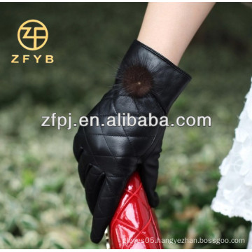 fashion lover sheep leather gloves women gloves fur decorate